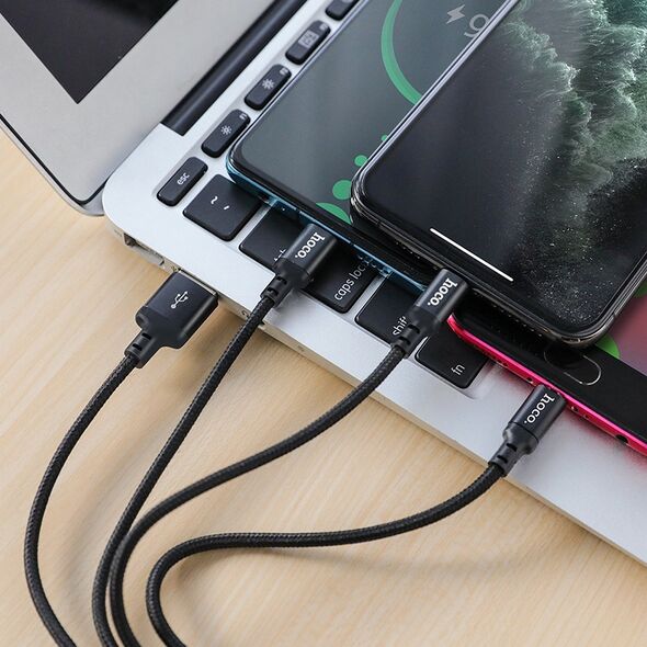 Hoco Cablu de Date USB-A la Type-C, Micro-USB, Lightning 2A, 1m - Hoco Times (X14) - Black 6931474719157 έως 12 άτοκες Δόσεις