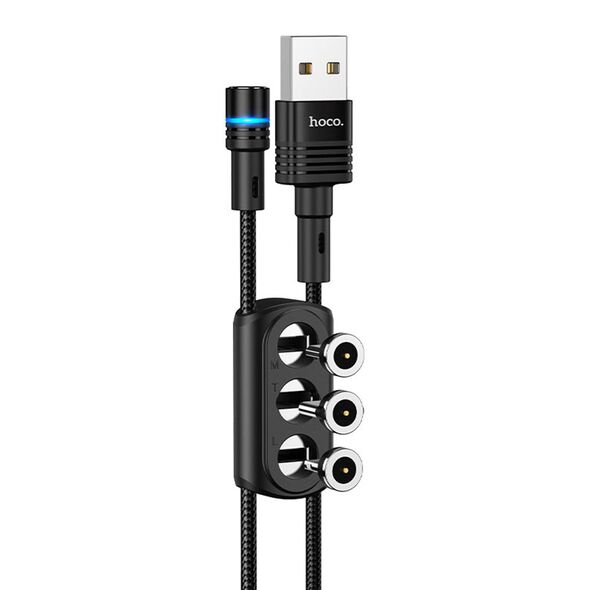 Hoco Cablu de Incarcare USB-A la Lightning, Type-C, Micro-USB 20W, 2.4A, 1.2m - Hoco Sunway (U98) - Black 6931474745330 έως 12 άτοκες Δόσεις