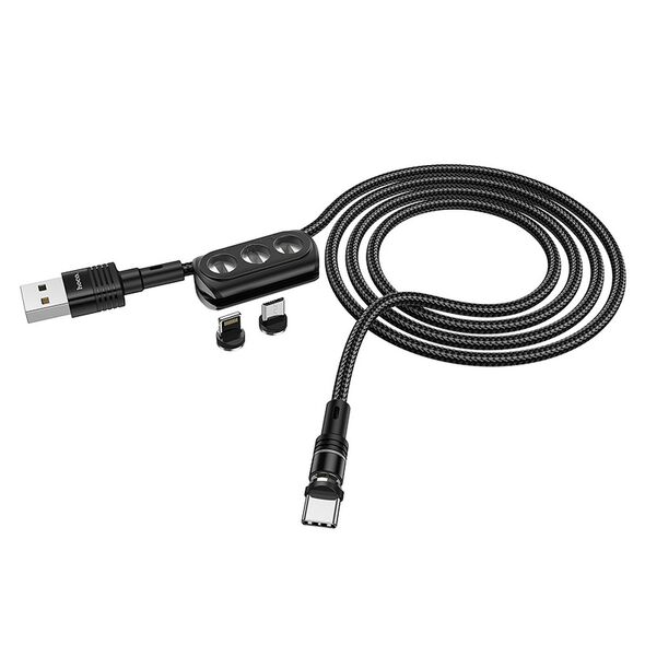 Hoco Cablu de Incarcare USB-A la Lightning, Type-C, Micro-USB 20W, 2.4A, 1.2m - Hoco Sunway (U98) - Black 6931474745330 έως 12 άτοκες Δόσεις