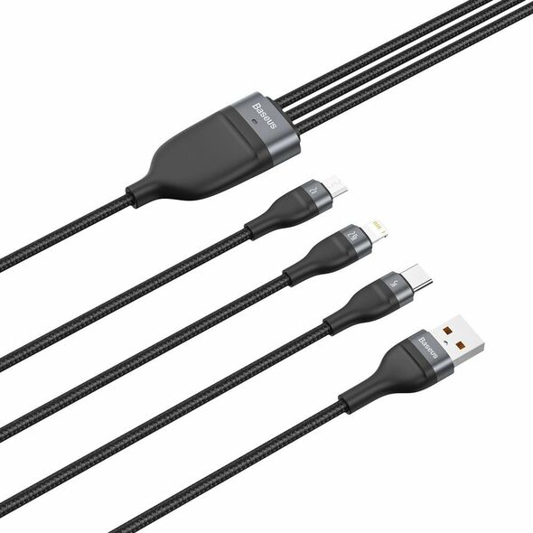 Baseus Cablu de Date USB la Lightning, Micro-USB, Type-C 66W, 1.2m - Baseus Flash Series (CA1T3-G1) - Gray 6953156229822 έως 12 άτοκες Δόσεις