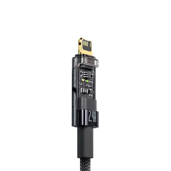 Baseus Cablu de Date USB la Lightning 2.4A, 2m - Baseus Explorer Auto Power-Off (CATS000501) - Black 6932172605773 έως 12 άτοκες Δόσεις