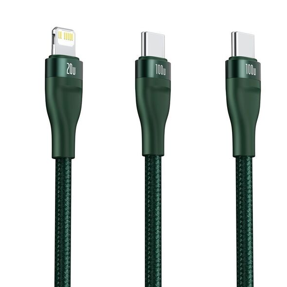 Baseus Cablu de Date Type-C la Type-C, Lightning 100W, 1.2m - Baseus Flash Series (CA1T2-F06) - Green 6953156206663 έως 12 άτοκες Δόσεις