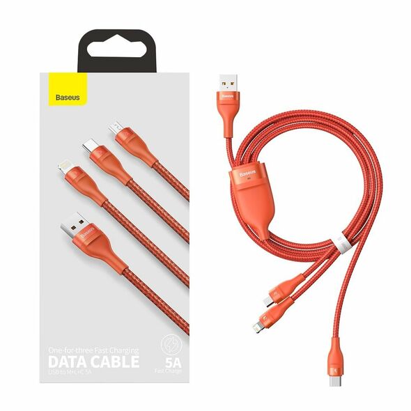 Baseus Cablu de Date USB la Lightning, Micro-USB, Type-C 66W, 1.2m - Baseus Flash Series (CA1T3-07) - Orange 6953156230330 έως 12 άτοκες Δόσεις