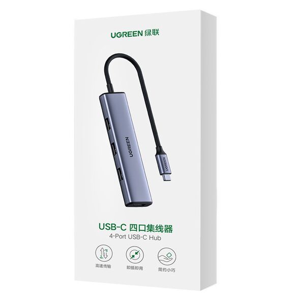 Ugreen Hub Type-C la 4xUSB 3.0, 5Gbps - Ugreen (20841) - Gray 6957303828418 έως 12 άτοκες Δόσεις