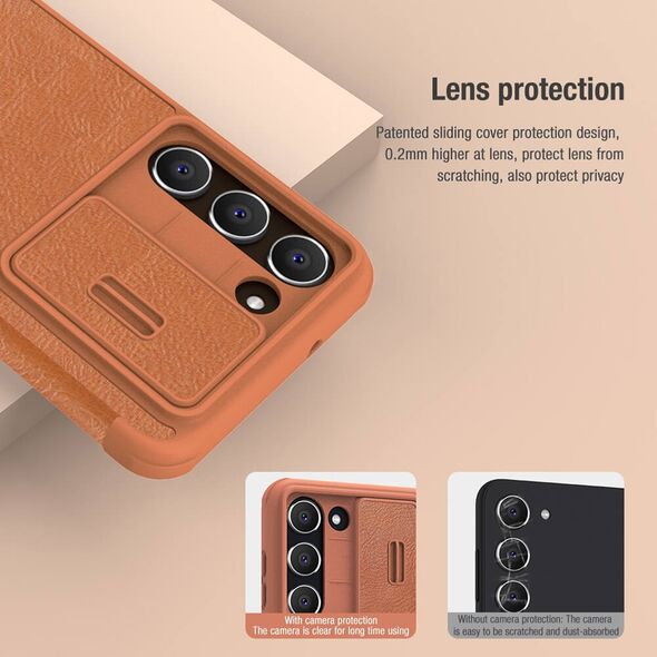Nillkin Husa pentru Samsung Galaxy S23 Plus - Nillkin QIN Leather Pro Case - Brown 6902048258525 έως 12 άτοκες Δόσεις
