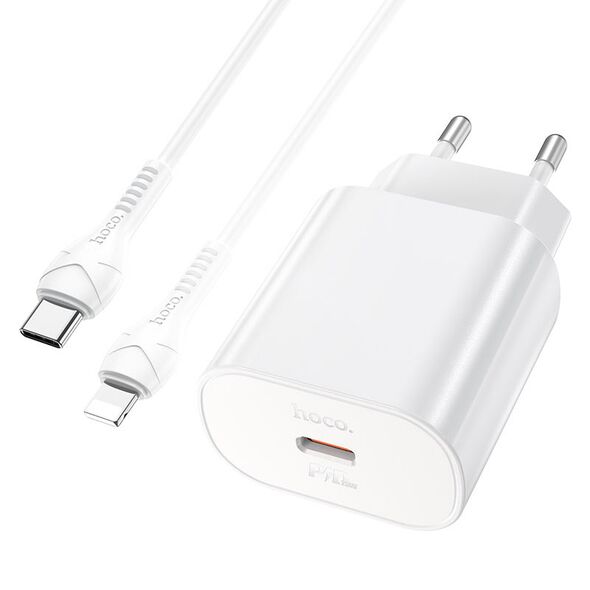 HOCO - N22 TRAVEL CHARGER PD 25W + LIGHTNING Cable White HOC-N22i-W 44906 έως 12 άτοκες Δόσεις