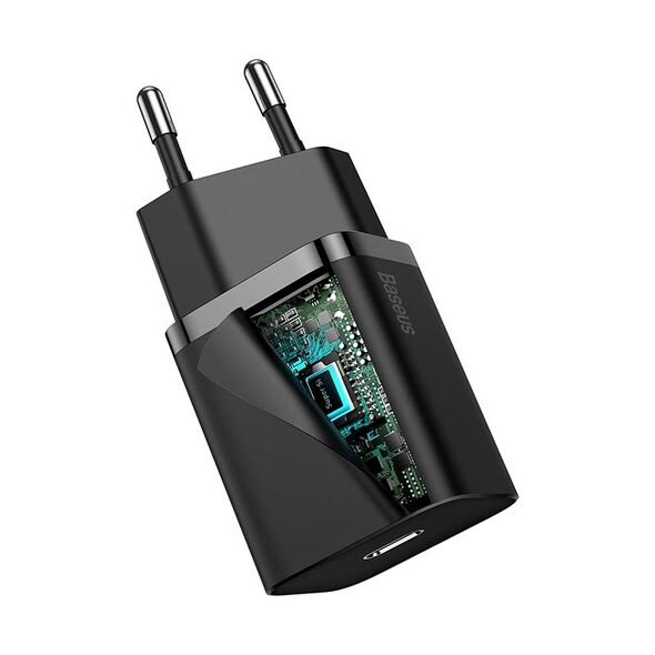 Baseus Baseus Super Si Quick Charger 1C 20W with USB-C cable for Lightning 1m (black) 025068 έως και 12 άτοκες δόσεις