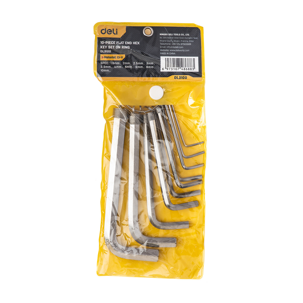 Deli Tools Hex Key Sets 1.5-10mm Deli Tools EDL3100 (silver) 027109 έως και 12 άτοκες δόσεις