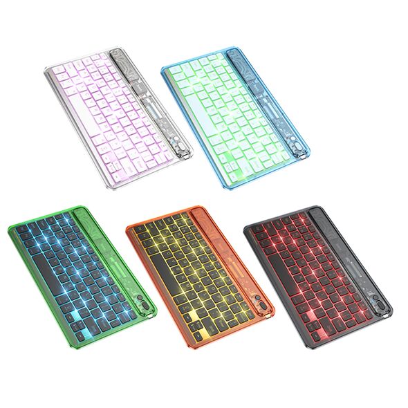 Hoco Tastatura Wireless Bluetooth, 500mAh - Hoco Transparent Discovery Edition (S55) - Citrus Color 6931474778895 έως 12 άτοκες Δόσεις