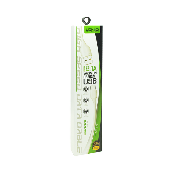 Kαλώδιο δεδομένων LDNIO LS371, Micro USB, 1.0m, λευκό - 40070