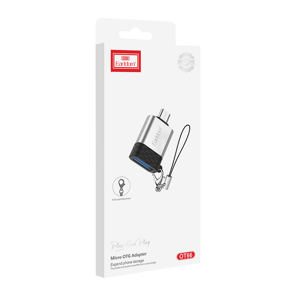Προσαρμογέας Earldom ET-OT66, USB F σε Micro USB, OTG, Ασημί - 40208