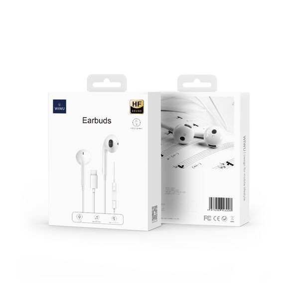 Κινητά ακουστικά με μικρόφωνο WiWu Earbuds 303, Type-C, Λευκο - 20733