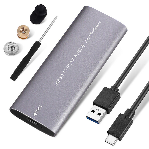 SSD Enclosure No brand SHL-R320, USB 3.1 - M.2 SATA+NVME, Gray - 17756
