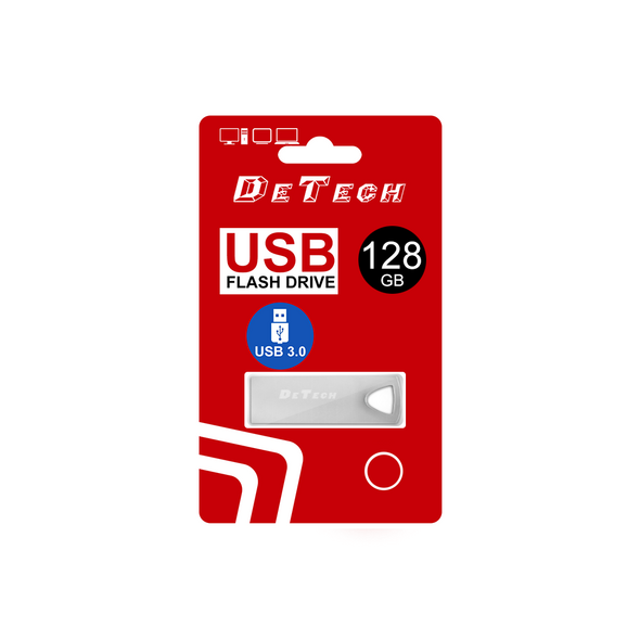 Μνήμη USB DeTech, 128GB, USB 3.0, Ασημένιο - 62040