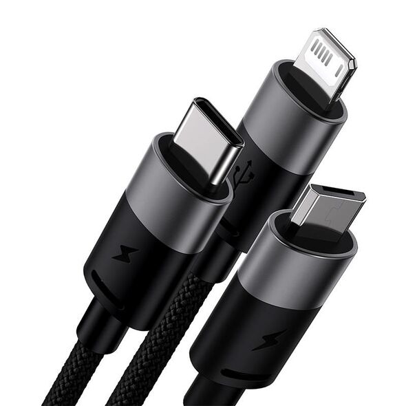 Baseus 3in1 USB cable Baseus StarSpeed Series, USB-C + Micro + Lightning 3,5A, 1.2m (Black) 040524 6932172622268 CAXS000001 έως και 12 άτοκες δόσεις