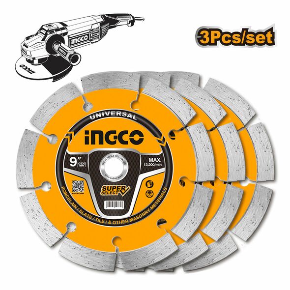 Ingco Δίσκος Διαμαντέ Δομικών 230mm 3 τεμ Dmd0123023 έως 12 Άτοκες Δόσεις