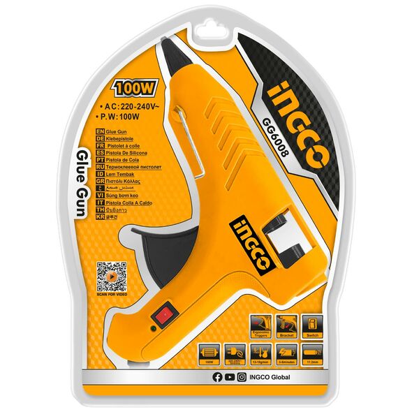 Ingco Ηλεκτρικό Πιστόλι Θερμόκολλας 100w Gg6008 έως 12 Άτοκες Δόσεις