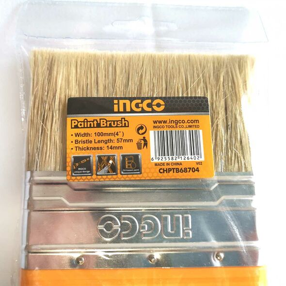 Ingco Πινέλο Βαφής Πλαστική Λαβή 100mm Chptb68704 έως 12 Άτοκες Δόσεις