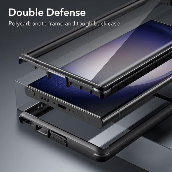 ESR Husa pentru Samsung Galaxy S23 Ultra + Folie - ESR Shock Armor Kickstand - Clear Black 4894240176061 έως 12 άτοκες Δόσεις