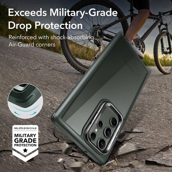 ESR Husa pentru Samsung Galaxy S23 Ultra + Folie - ESR Shock Armor Kickstand - Clear Green 4894240176078 έως 12 άτοκες Δόσεις