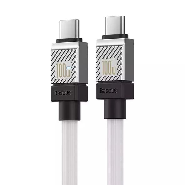 Baseus Cablu de Date Type-C la Type-C Super Fast Charging PD100W, 2m - Baseus CoolPlay Series (CAKW000302) - White 6932172626693 έως 12 άτοκες Δόσεις