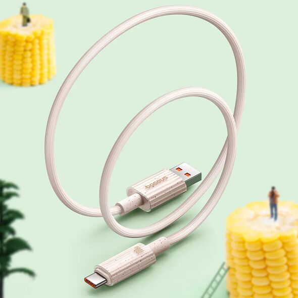 Baseus Cablu USB la Type-C, Fast Charging, 100W, 480Mbps, 1m - Baseus Habitat Series (P10360203631-00) - Natural Green 6932172642976 έως 12 άτοκες Δόσεις