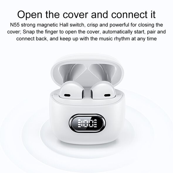 USAMS Usams - Wireless Earbuds IAII15 Series (BHUIAII01) - TWS, Digital Display with Bluetooth 5.3 - White 6958444903194 έως 12 άτοκες Δόσεις