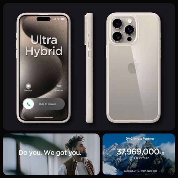 Spigen Husa pentru iPhone 15 Pro - Spigen Ultra Hybrid - Natural Titanium 8809971221030 έως 12 άτοκες Δόσεις