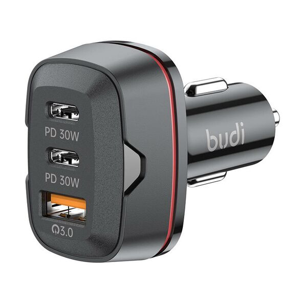 Budi Budi car charger, USB + 2x USB-C, 60W, PD + QC (black) 050620 6971536927458 616R έως και 12 άτοκες δόσεις