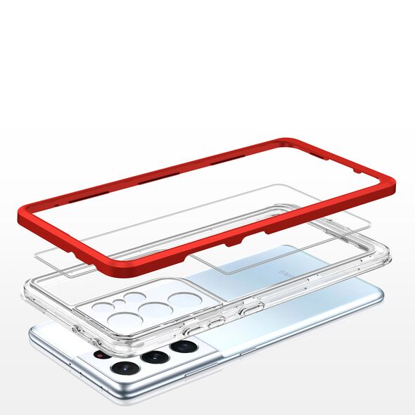 Clear 3in1 case for Samsung Galaxy S23 Ultra silicone cover with frame red 9145576272718