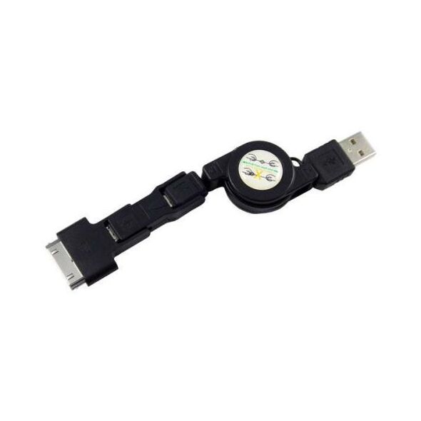 Καλώδιο Σύνδεσης USB 2.0 Retract USB A σε Micro USB/ Lightning/ 30-pin 3in1 Μαύρο (Ασυσκεύαστο) 5205598049348 5205598049348 έως και 12 άτοκες δόσεις