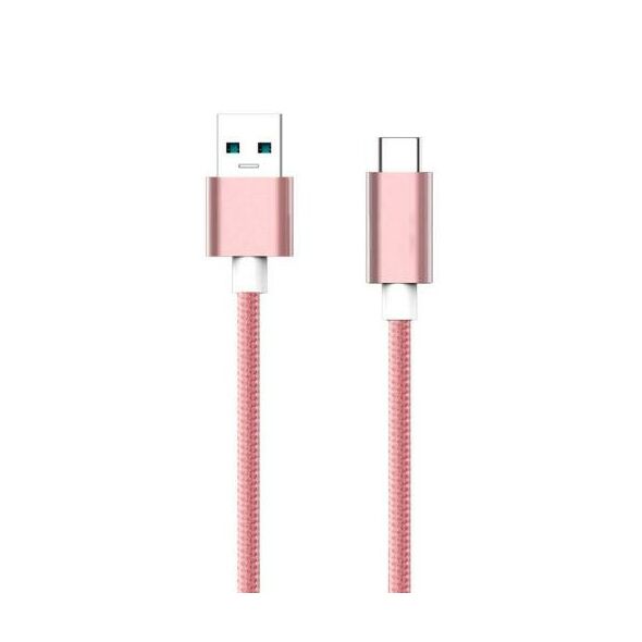 Καλώδιο Σύνδεσης USB 2.0 Braided inos USB A σε USB C Metallic 1m Ροζ-Χρυσό 5205598093860 5205598093860 έως και 12 άτοκες δόσεις