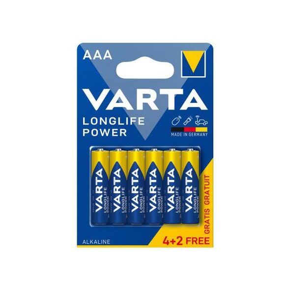 Μπαταρία Alkaline Varta Longlife Power AAA LR03 (4+2 τεμ) 4008496605231 4008496605231 έως και 12 άτοκες δόσεις