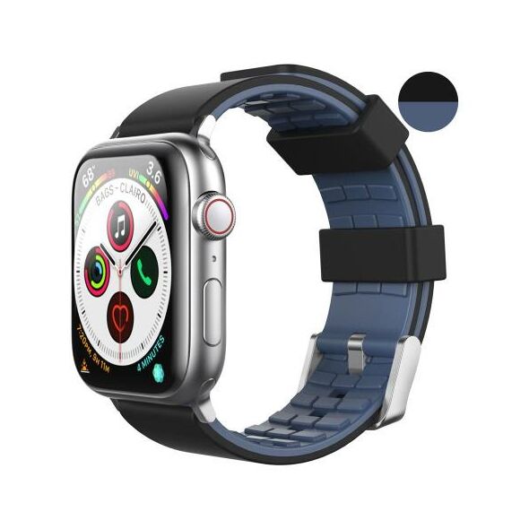 Λουράκι Σιλικόνης Ahastyle WA11 Duotone Premium Silicone Apple Watch (38/ 40/ 41mm) Μαύρο-Σκούρο Μπλε X002UTC1EX X002UTC1EX έως και 12 άτοκες δόσεις