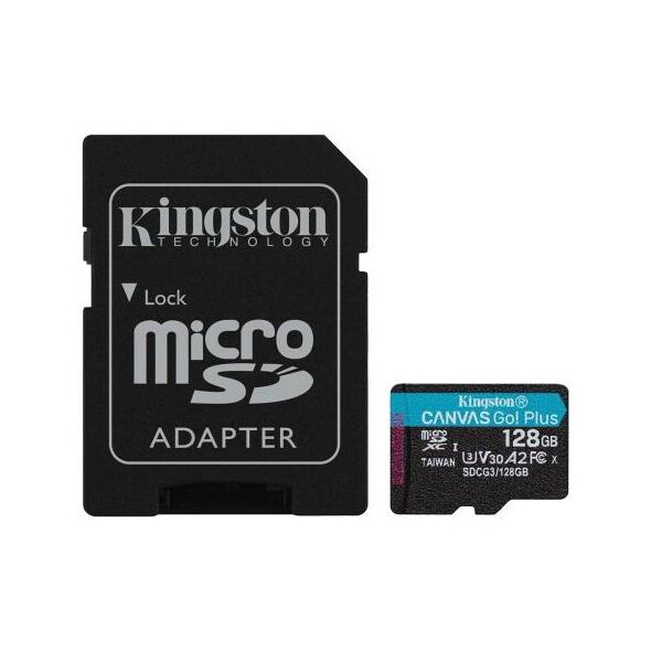 Κάρτα μνήμης Micro SDXC C10 UHS-I U3 Kingston Canvas Go! Plus 170MB/s 128Gb + 1 ADP 740617301182 740617301182 έως και 12 άτοκες δόσεις
