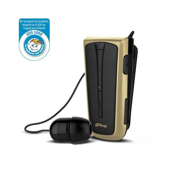 Στερεοφωνικό Ακουστικό Bluetooth iPro RH219s Retractable με Δόνηση Μαύρο-Χρυσό 5205598122270 5205598122270 έως και 12 άτοκες δόσεις
