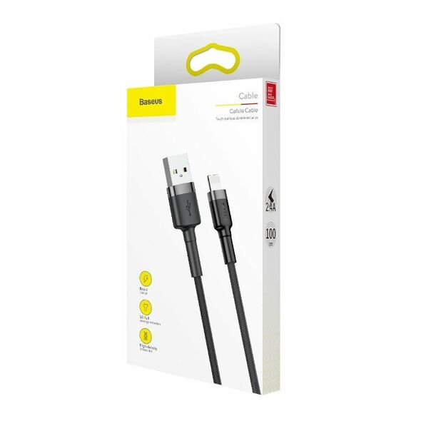 Baseus Baseus Cafule USB Lightning Cable 2,4A 1m (Gray+Black) 020112  CALKLF-BG1 έως και 12 άτοκες δόσεις 6953156274976