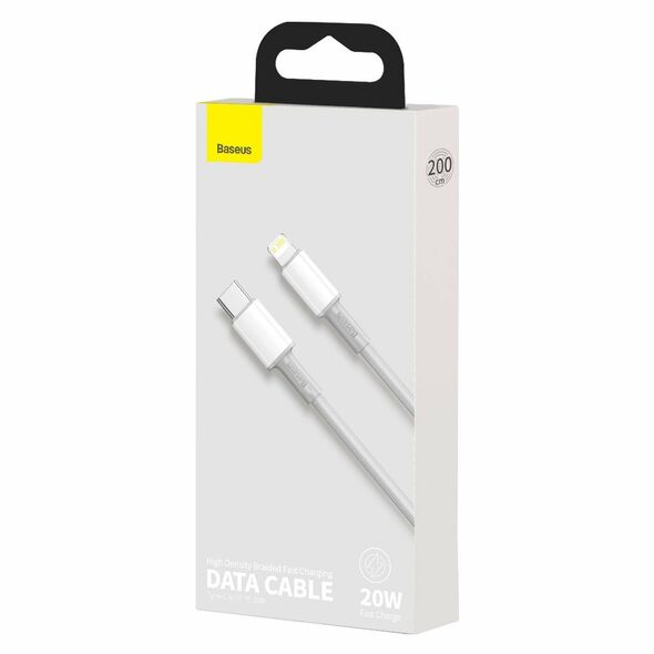 Baseus USB-C to Lightning Baseus High Density Braided Cable, 20W, PD, 2m (white) 024643  CATLGD-A02 έως και 12 άτοκες δόσεις 6953156231955