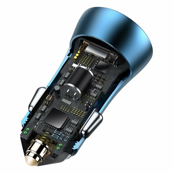 Baseus Baseus Golden Contactor Pro car charger, USB + USB-C, QC4.0+, PD, SCP, 40W (blue) + USB-C - Lightning cable 1m (blue) 026541  TZCCJD-03 έως και 12 άτοκες δόσεις 6953156201965