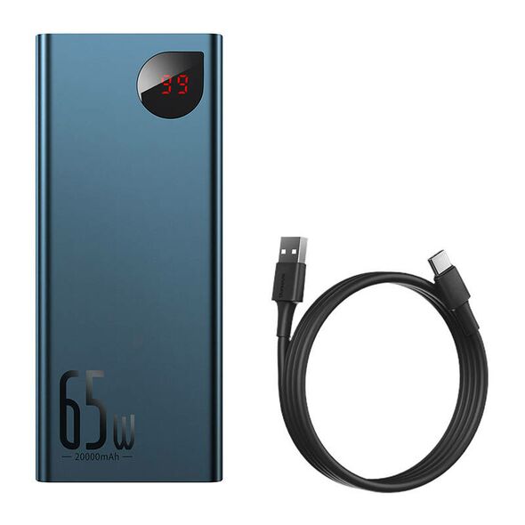 Baseus Powerbank Baseus Adaman Metal 20000mAh PD QC 3.0 65W 2xUSB + USB-C + micro USB (Blue) 026696  PPIMDA-D03 έως και 12 άτοκες δόσεις 6953156204331