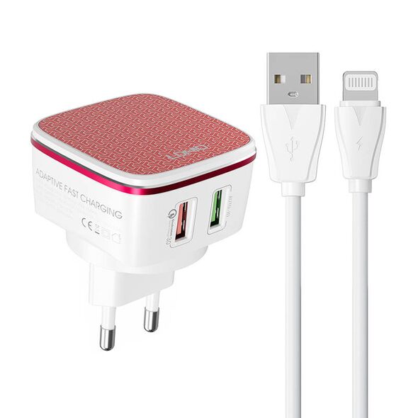 LDNIO Wall charger  LDNIO A2405Q 2USB + Lightning cable 042721  A2405Q Lightning έως και 12 άτοκες δόσεις 5905316141926