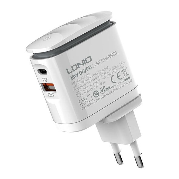 LDNIO Wall charger  LDNIO A2423C USB, USB-C + MicroUSB cable 042730  A2423C Micro έως και 12 άτοκες δόσεις 5905316142015