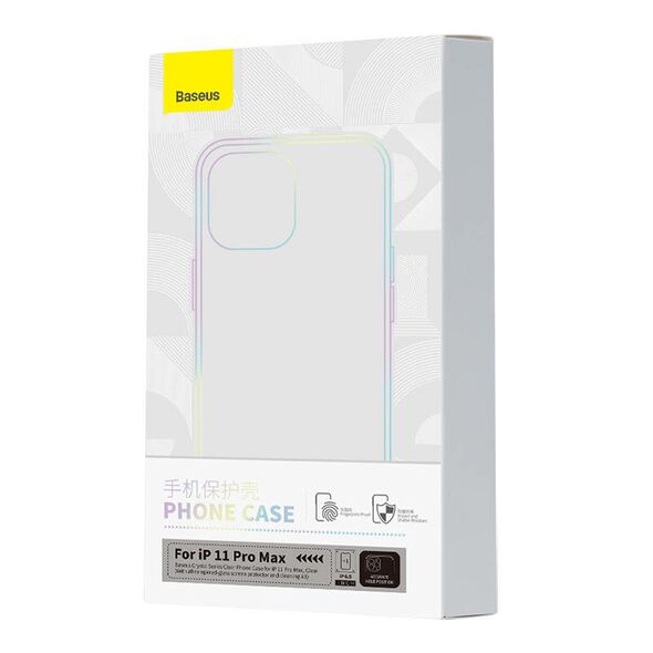 Baseus Case Baseus Crystal Series for iPhone 11 pro max (clear) + tempered glass + cleaning kit 047026  ARSJ000202 έως και 12 άτοκες δόσεις 6932172627614