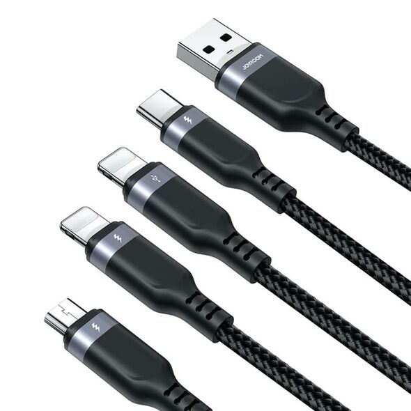 Joyroom USB  data cable Joyroom  S-1T4018A18 4in1 USB-C / Lightning / 3.5A /1.2m  (black) 053743  S-1T4018A18 L2CM 1.2 έως και 12 άτοκες δόσεις 6956116758622