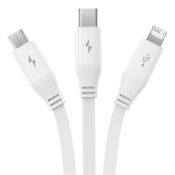 Baseus Charging Cable 3w1 Baseus USB to USB-C, USB-M, Lightning 3,5A, 1,1m (White) 054734  P10362900211-00 έως και 12 άτοκες δόσεις 6932172645526