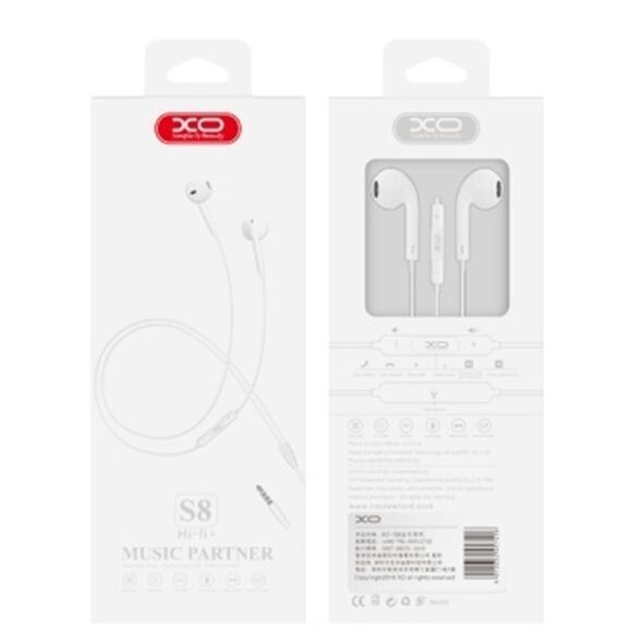XO wired earphones S8 jack 3,5mm white