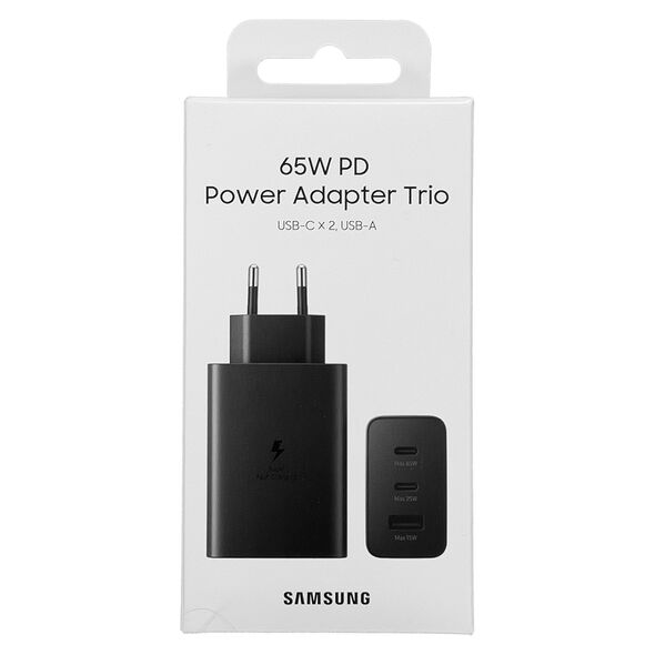 Samsung Incarcator Priza 2x Type-C/USB PPS, PD 65W, QC 3.0, AFC, FCP - Samsung (EP-T6530NBEGEU) - Black (Blister Packing) 8806092673885 έως 12 άτοκες Δόσεις