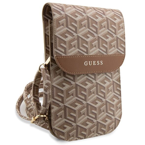 Guess bag for phone GUWBHGCFSEW brown Wallet GCube Stripe 3666339112752