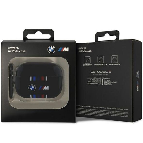 BMW case for AirPods Pro 2 BMAP222SWTK black TPU Multiple Colored Lines 3666339123871