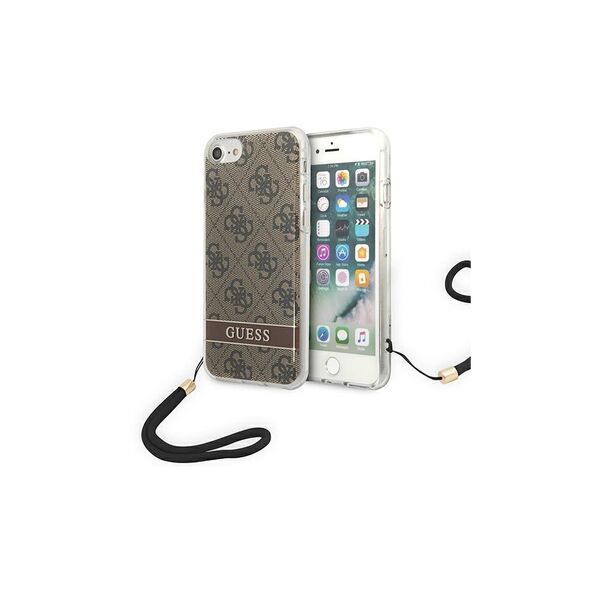 Guess case for iPhone SE 2022 / SE 2020 / 7 / 8 GUOHCI8H4STW hard case brown Print 4G Cord 3666339055196